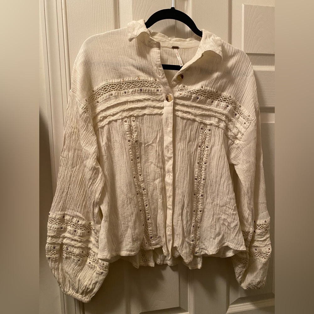 Free people lace button up top